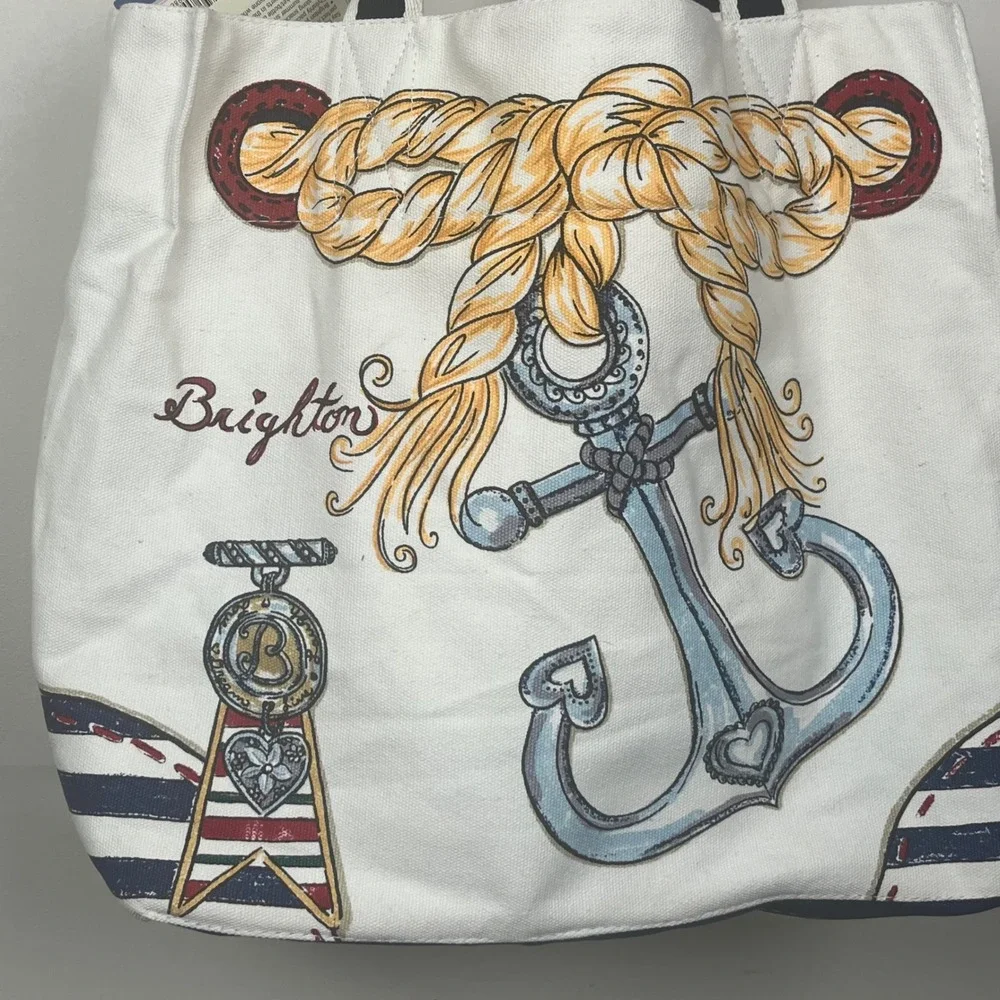 Brighton Beachy Keen Boardwalk Tote Canvas Nautical Sailboat Anchor Bag D29655